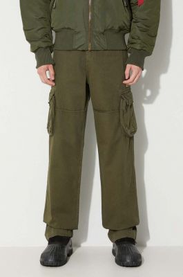 Imagine Alpha Industries pantaloni de bumbac Jet Pant culoarea verde, drept 101212.142