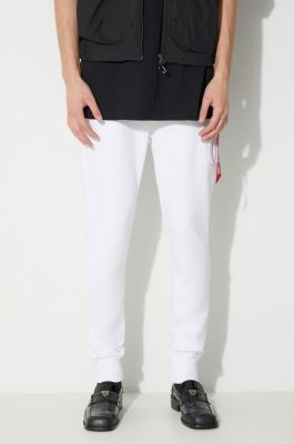 Imagine Alpha Industries pantaloni de trening culoarea alb, uni