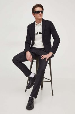 Imagine Karl Lagerfeld pantaloni de lana culoarea negru, drept