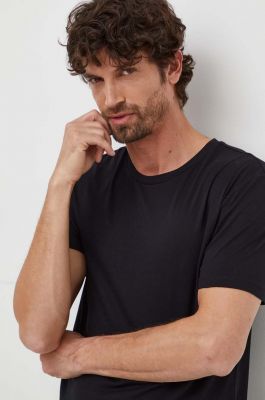 Imagine BOSS tricou din bumbac barbati, culoarea negru, neted