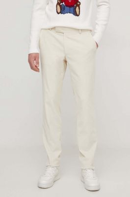 Imagine Karl Lagerfeld pantaloni de catifea cord culoarea bej, mulata