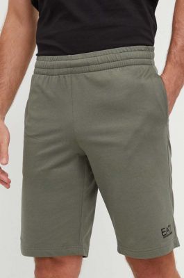 Imagine EA7 Emporio Armani pantaloni scurti din bumbac culoarea verde