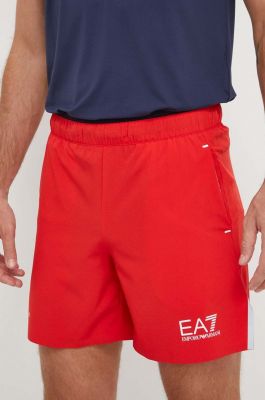 Imagine EA7 Emporio Armani pantaloni scurti barbati, culoarea rosu