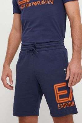 Imagine EA7 Emporio Armani pantaloni scurti din bumbac culoarea albastru marin