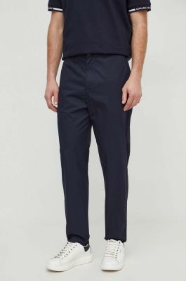 Imagine Armani Exchange pantaloni de bumbac culoarea albastru marin, cu fason chinos