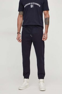 Imagine Armani Exchange pantaloni de trening din bumbac culoarea albastru marin, neted