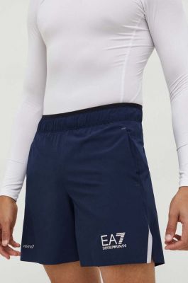 Imagine EA7 Emporio Armani pantaloni scurti barbati, culoarea albastru marin