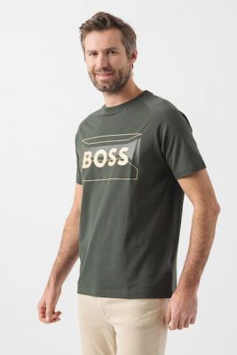 Imagine BOSS Tricou din amestec de bumbac cu imprimeu logo