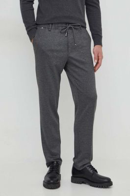Imagine BOSS pantaloni barbati, culoarea gri, drept