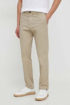 Imagine Sisley pantaloni barbati, culoarea bej, mulata