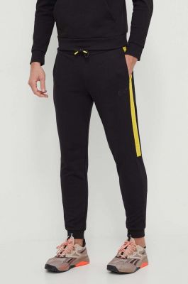 Imagine EA7 Emporio Armani pantaloni de trening din bumbac culoarea negru, cu imprimeu
