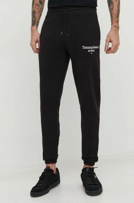Imagine Tommy Jeans pantaloni de trening din bumbac culoarea negru, cu imprimeu DM0DM18935