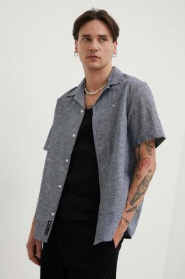 Imagine Tommy Jeans cămașă din amestec de in culoarea gri, regular DM0DM18963