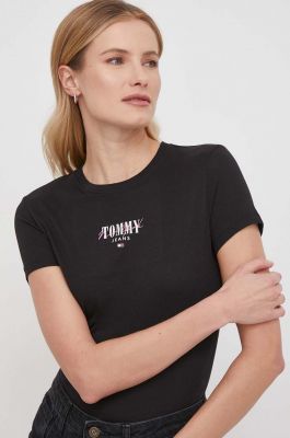 Imagine Tommy Jeans tricou femei, culoarea negru DW0DW17839