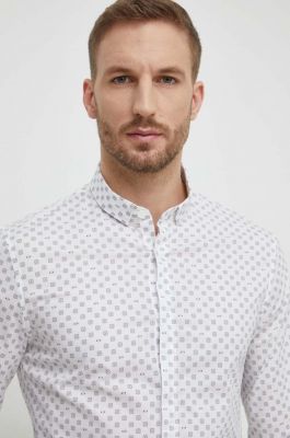 Imagine Armani Exchange camasa barbati, culoarea alb, cu guler button-down, slim