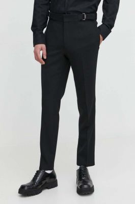 Imagine HUGO pantaloni din lână culoarea negru, cu fason chinos 50514141