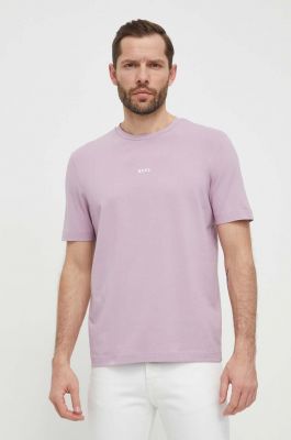 Imagine BOSS tricou BOSS ORANGE barbati, culoarea violet, neted, 50473278