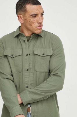 Imagine G-Star Raw camasa din bumbac barbati, culoarea verde, cu guler clasic, regular
