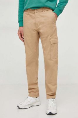 Imagine Pepe Jeans pantaloni barbati, culoarea bej, cu fason cargo