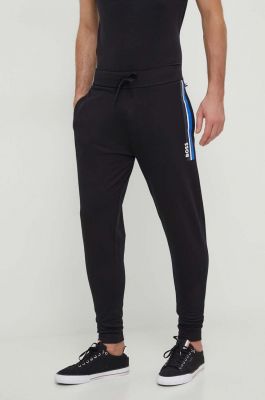 Imagine BOSS pantaloni de trening din bumbac culoarea negru, cu imprimeu