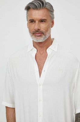 Imagine Armani Exchange camasa barbati, culoarea alb, cu guler clasic, relaxed