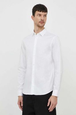 Imagine Armani Exchange camasa din bumbac barbati, culoarea alb, cu guler clasic, regular