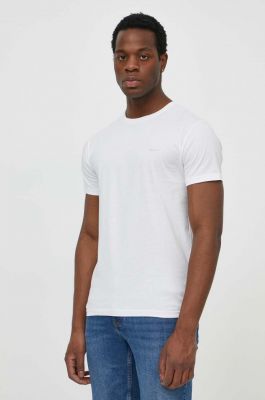 Imagine Gant tricou din bumbac barbati, culoarea alb, neted