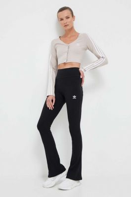 Imagine adidas Originals pantaloni femei, culoarea negru, evazați, high waist II8056