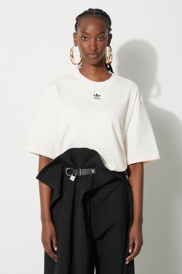 Imagine adidas Originals tricou din bumbac femei, culoarea bej