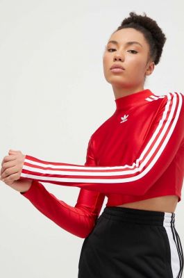 Imagine adidas Originals longsleeve femei, culoarea roșu, cu turtleneck IR8132