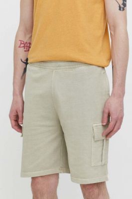 Imagine Superdry pantaloni scurti din bumbac culoarea bej