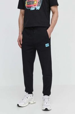 Imagine HUGO pantaloni de trening din bumbac culoarea negru, melanj