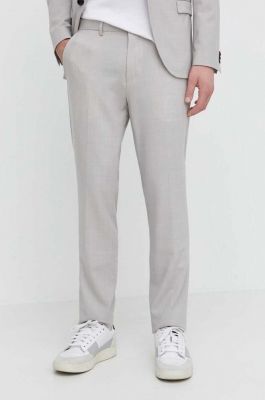 Imagine HUGO pantaloni din lana culoarea gri, mulata