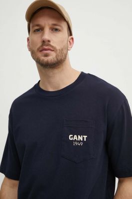 Imagine Gant tricou barbati, culoarea albastru marin, cu imprimeu