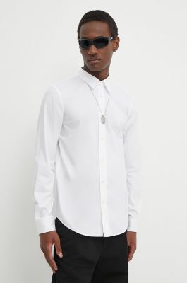 Imagine Diesel cămașă S-BENNY-CL bărbați, culoarea alb, cu guler clasic, slim, A10617.0QFAV