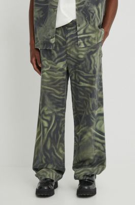 Imagine Diesel pantaloni P-GOLD-ZEBRA bărbați, culoarea verde, drept, A12251.0WGAL