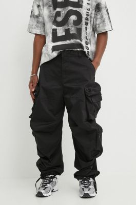 Imagine Diesel pantaloni P-HUGES-NEW bărbați, culoarea negru, cu fason cargo, A12880.0NJAX
