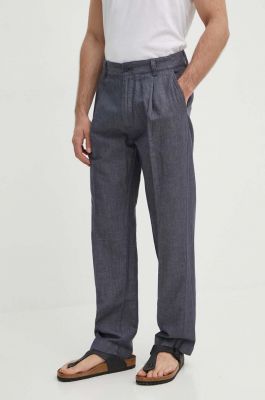 Imagine Pepe Jeans pantaloni RELAXED PLEATED LINEN PANTS barbati, culoarea gri, cu fason chinos, PM211700