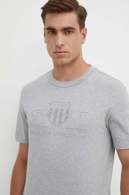 Imagine Gant tricou din bumbac barbati, culoarea gri, cu imprimeu
