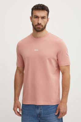 Imagine BOSS tricou BOSS ORANGE barbati, culoarea roz, neted, 50473278