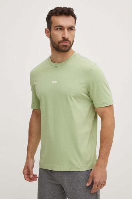 Imagine BOSS tricou BOSS ORANGE barbati, culoarea verde, neted, 50473278