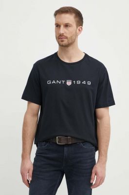 Imagine Gant tricou din bumbac barbati, culoarea negru, cu imprimeu