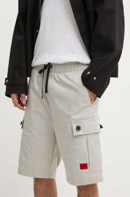 Imagine HUGO pantaloni scurți din bumbac culoarea gri, 50510594