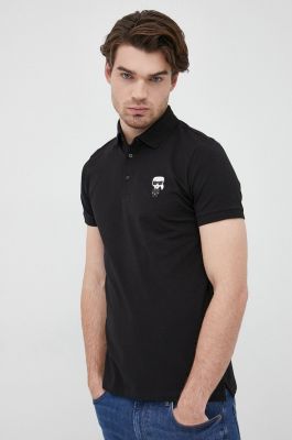 Imagine Karl Lagerfeld tricou polo bărbați, culoarea negru, cu imprimeu 500221.745022