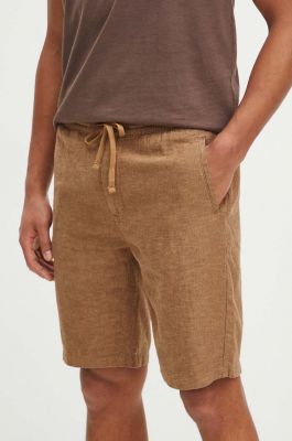 Imagine Medicine pantaloni scurti din in barbati, culoarea maro