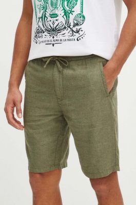 Imagine Medicine pantaloni scurti din in barbati, culoarea verde