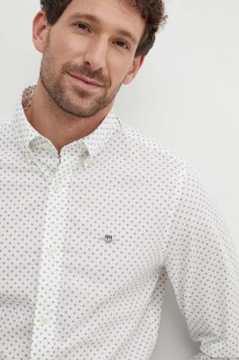 Imagine Gant camasa din bumbac barbati, culoarea alb, cu guler button-down, slim
