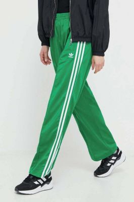 Imagine adidas Originals pantaloni de trening Firebird Loose culoarea verde, cu imprimeu, IP0634